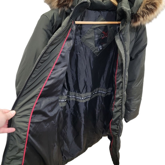 REDX Outerwear Hooded Puffer Jacket Green Mid-Length Winter Parka Women’s M - Picture 10 of 17